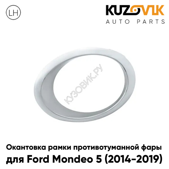 Окантовка рамки противотуманной фары левая Ford Mondeo 5 (2014-2019) хромированная KUZOVIK