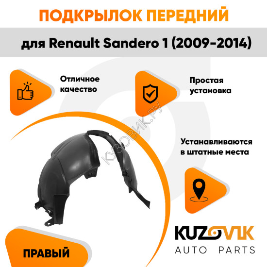 Подкрылок передний правый Renault Sandero 1 (2009-2014) KUZOVIK